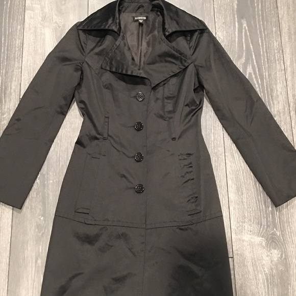 black satin trench